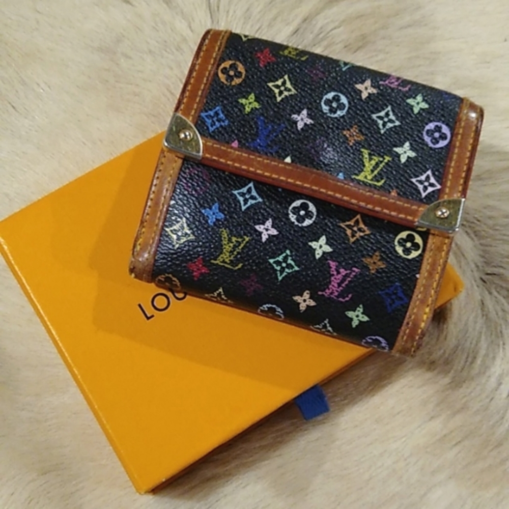 Louis Vuitton x Murakami noir multicolor Elise wallet/coin purse
